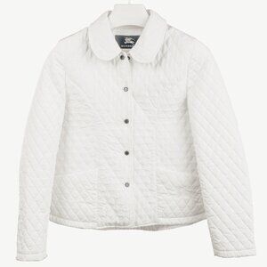 Burberry White Quilted Snap-Closure Peter Pan Collar Jacket